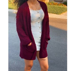 Popcorn burgundy cardigan